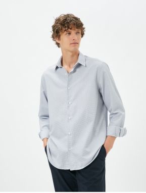 Koton Basic Shirt Classic Collar Minimal Patterned Buttoned Non Iron