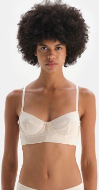 Dagi Ecru Button Detailed Rib Underwire Bra