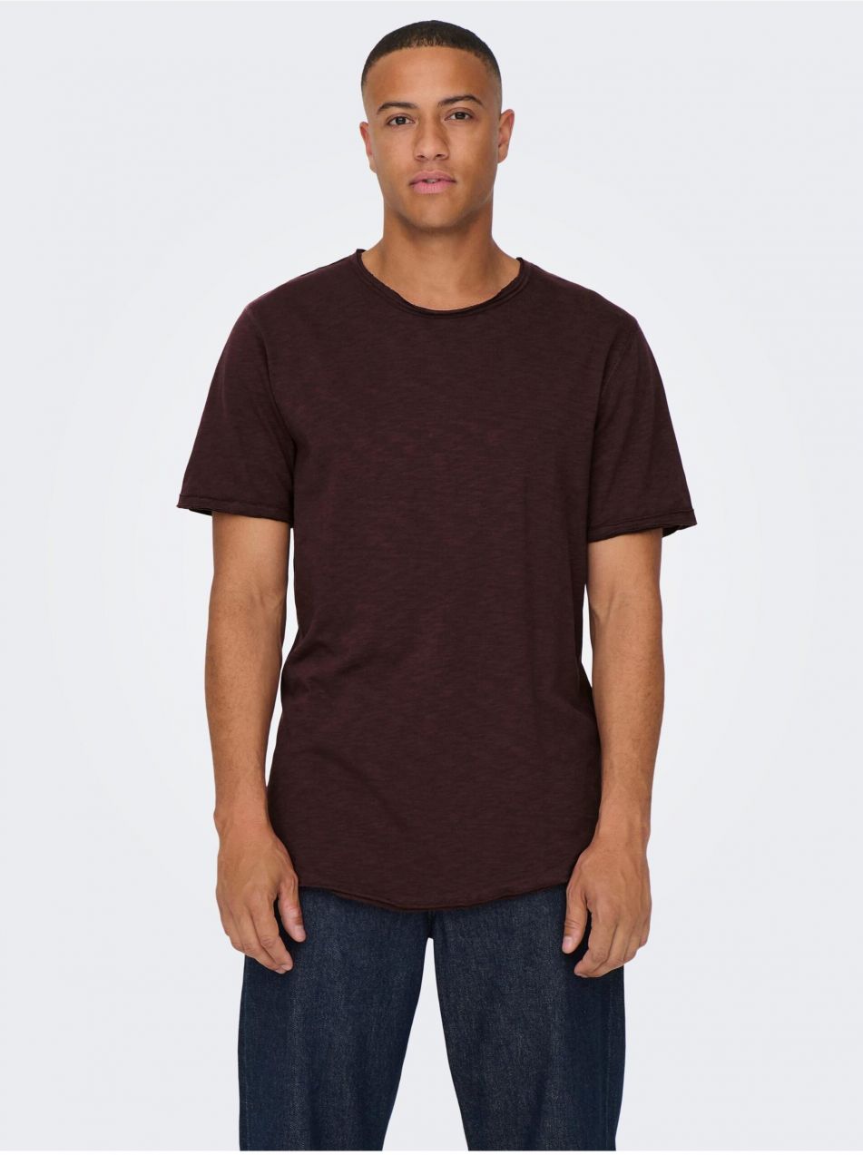 Burgundy men's brindle T-shirt ONLY & SONS Benne - Men