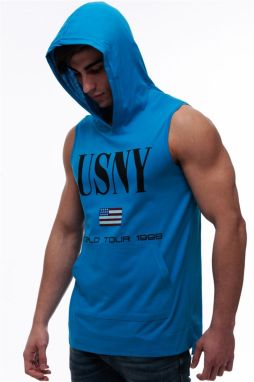 Madmext Hooded Blue Singlet 2887