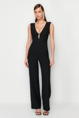 Trendyol Black Wide Leg Woven Unlined Jumpsuit