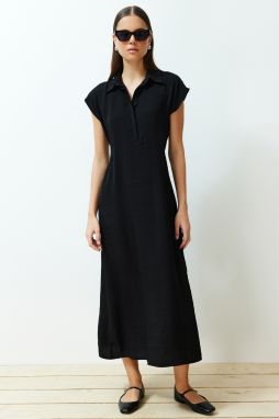 Trendyol Black A-Line Shirt Collar Aerobin Woven Maxi Dress