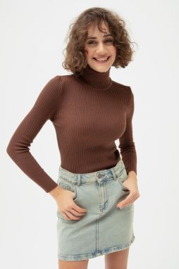 Lafaba Women's Brown Turtleneck Knitwear Sweater