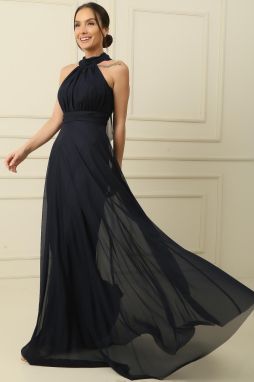 By Saygı Halterneck Lined Long Tulle Dress