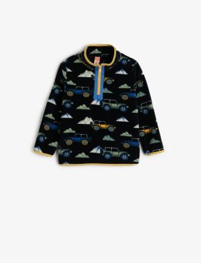 Koton Sweatshirt Stand-Up Collar Half-Zip Long Sleeves Print Detailed Pick-Up.