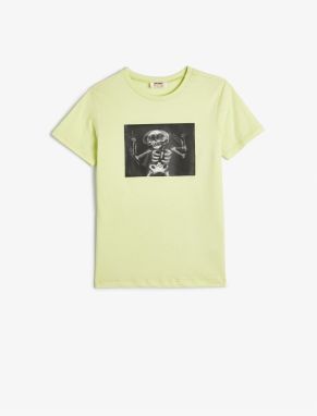 Koton Hologram Printed T-Shirt Short Sleeved Crew Neck Cotton