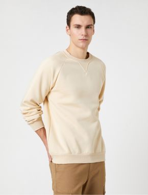 Koton Crew Neck Sweatshirt with Stitching Detail Raglan Sleeve.