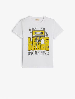 Koton T-Shirt Music Theme Printed Short Sleeve Crew Neck Cotton