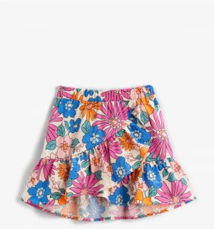 Koton Girls' Ecru Patterned Shorts &; Bermuda