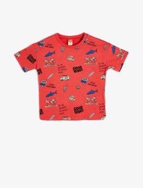 Koton T-Shirt Summer Theme Printed Short Sleeve Cotton