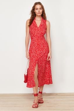 Trendyol Red Woven Woven Midi Dress