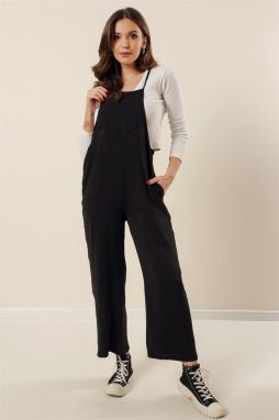 By Saygı Strappy Side Pocket Ayrobin Gardener Overalls Black