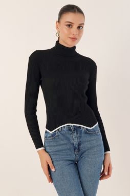 Bigdart 15823 Rolákový pletený sveter - čierny