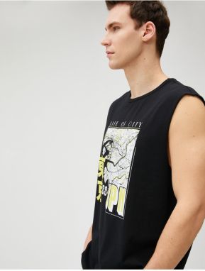 Koton Asian Printed Sleeveless T-Shirt Crew Neck Cotton