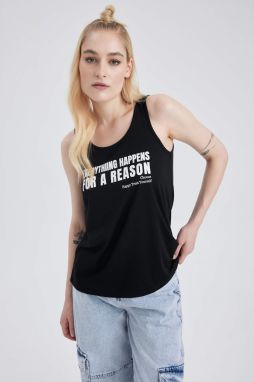 DEFACTO Regular Fit Printed Crew Neck Singlet