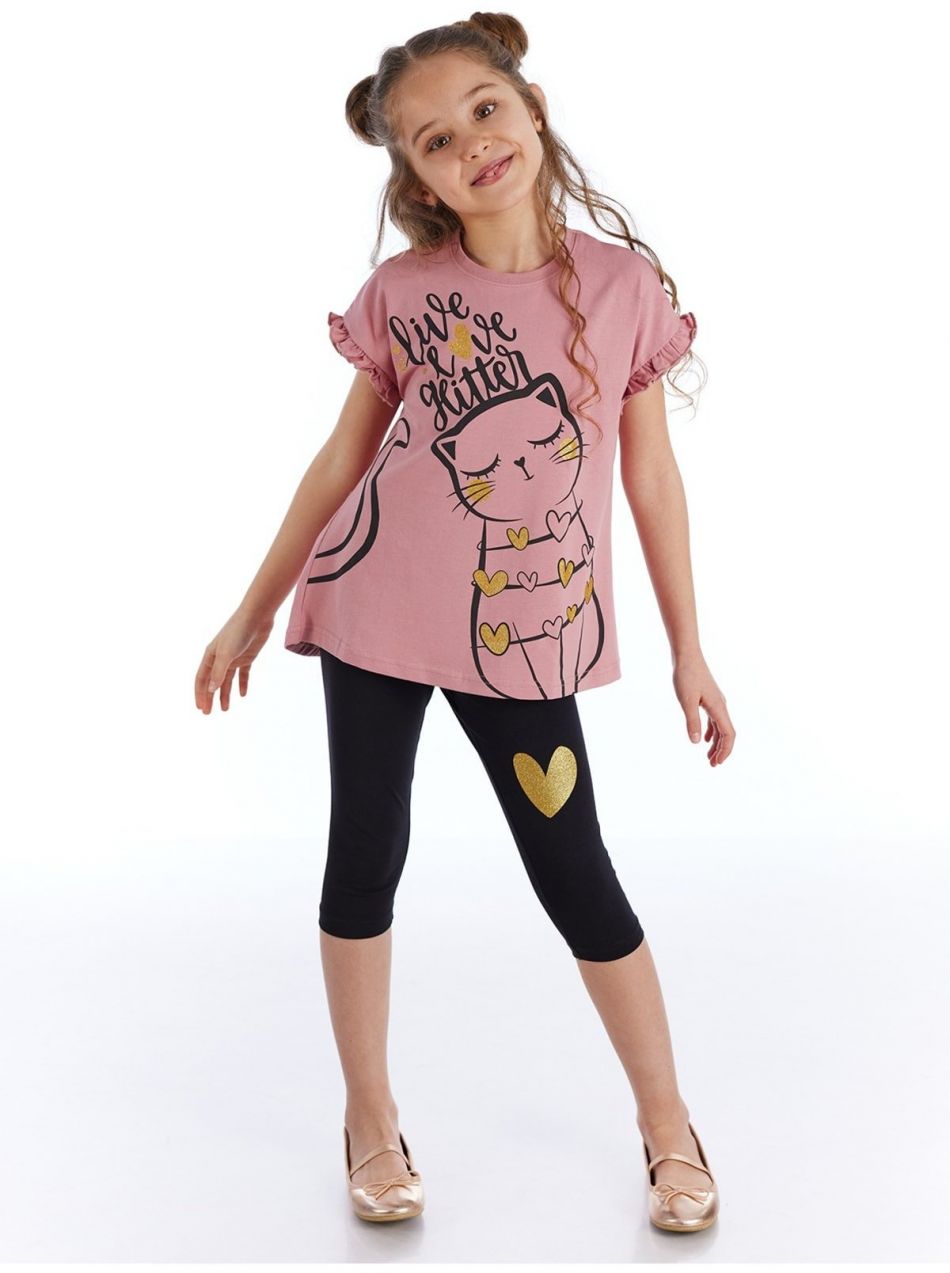 mshb&g Love Cat Girl Child T-shirt Tights Set