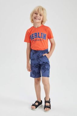 DEFACTO Boy Tie Waist Palm Print Bermuda Shorts