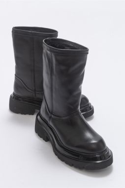LuviShoes Tali Black Skin Genuine Leather Women's Boots