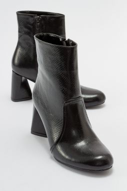 LuviShoes MIANO Women's Black Patterned Heeled Boots.