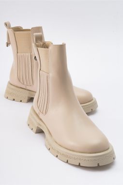 LuviShoes DENIS Beige Women's Elasticated Chelsea Boots.