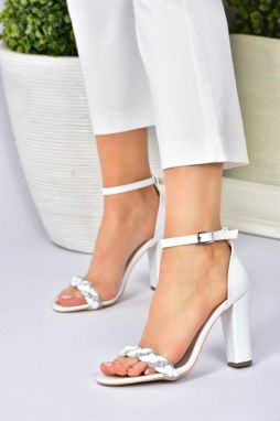 Fox Shoes Women's White Thick Heeled Evening Shoes