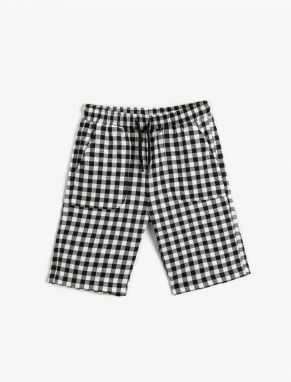 Koton Plaid Shorts with Waist Tie Above Knee
