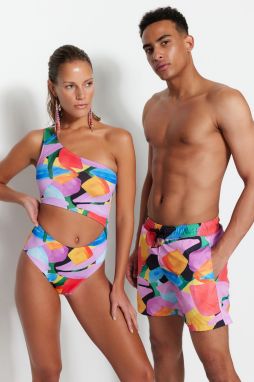 Trendyol Multi Color Standard Abstract Pattern Swimwear Marine Shorts