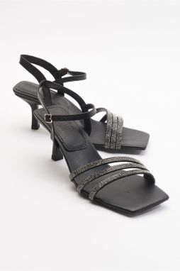 LuviShoes Zest Black Skin Women's Heeled Shoes