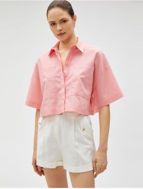 Koton Linen Blended Crop Oversize Shirt