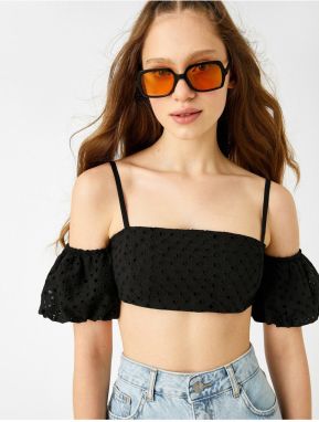 Koton Crop Singlets Off-the-Shoulder Embroidery