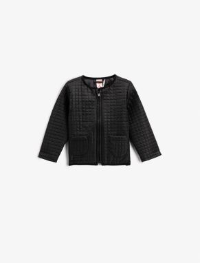 Koton Quilted Zippered Jacket Round Neck