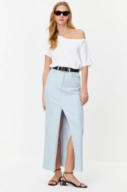 Trendyol Light Blue Slit High Waist Maxi Denim Skirt