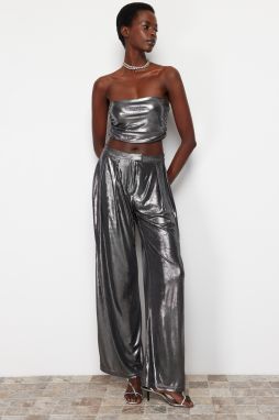 Trendyol Anthracite Crop Metallic Look Bustier