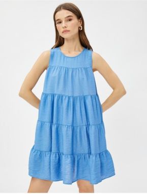 Koton Layered Mini Dress Sleeveless Crew Neck