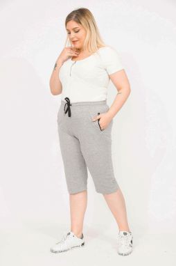 Şans Women's Gray Plus Size Side Pocket Tracksuit Capri