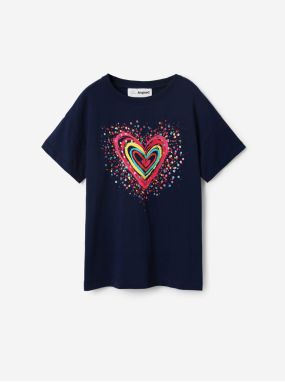 Dark blue girls' T-shirt Desigual Heart - Girls