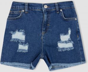 DEFACTO Girl's Mom Fit Ripped Detailed Shorts