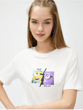 Koton Minions T-Shirt Licensed Printed Back Crew Neck