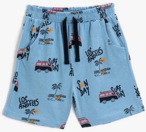 Koton Tie Waist Elastic Car Printed Pocket Cotton