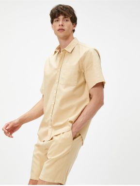 Koton Summer Shirt Short Sleeve Slim Fit Classic Collar Pocket Detailed