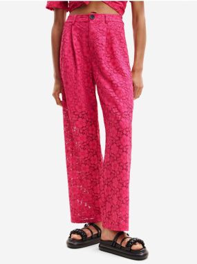 Women's Desigual Dharma Dark Pink Lace Pants - Women's