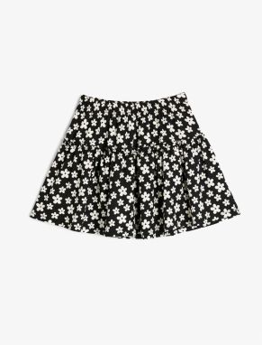 Koton Floral Mini Skirt with Elastic Waist and Frill Trim