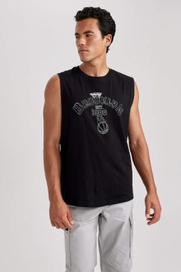 DEFACTO Oversize Fit Printed Crew Neck Sleeveless Undershirt