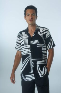 DEFACTO Regular Fit High Collar Printed Viscose Short Sleeve Shirt