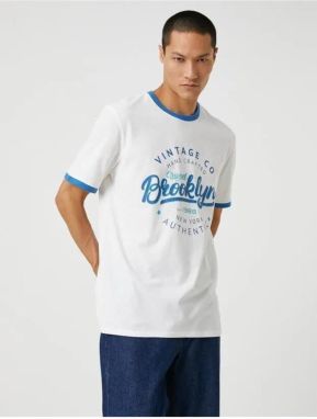 Koton Pánske vysokoškolské tričko s potlačou Crew Neck Krátky rukáv