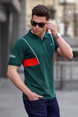 Madmext Green Polo Neck Men's T-Shirt 5243