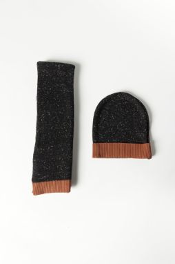 AC&Co / Altınyıldız Classics Men's Anthracite-brown Scarf-Beanie Set