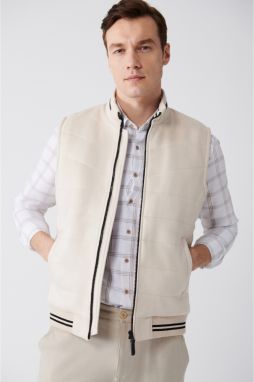 Avva Men's Beige Suede Textured Fiber Comfort Fit Comfort Cut Vest