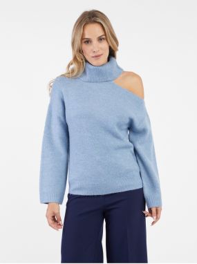 Orsay Light blue women's turtleneck with slit - Women