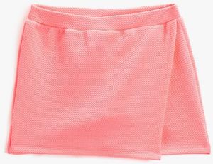 Koton Basic Mini Shorts Skirt Double Breasted. Elastic Waist, Textured.